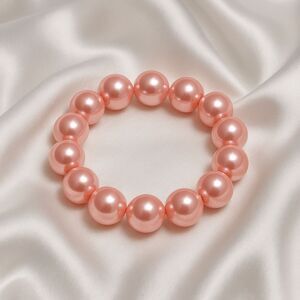 Jumbo Pastel Bubblegum Barbiecore Princess Pink Beaded Elastic Cord Bracelet 7"